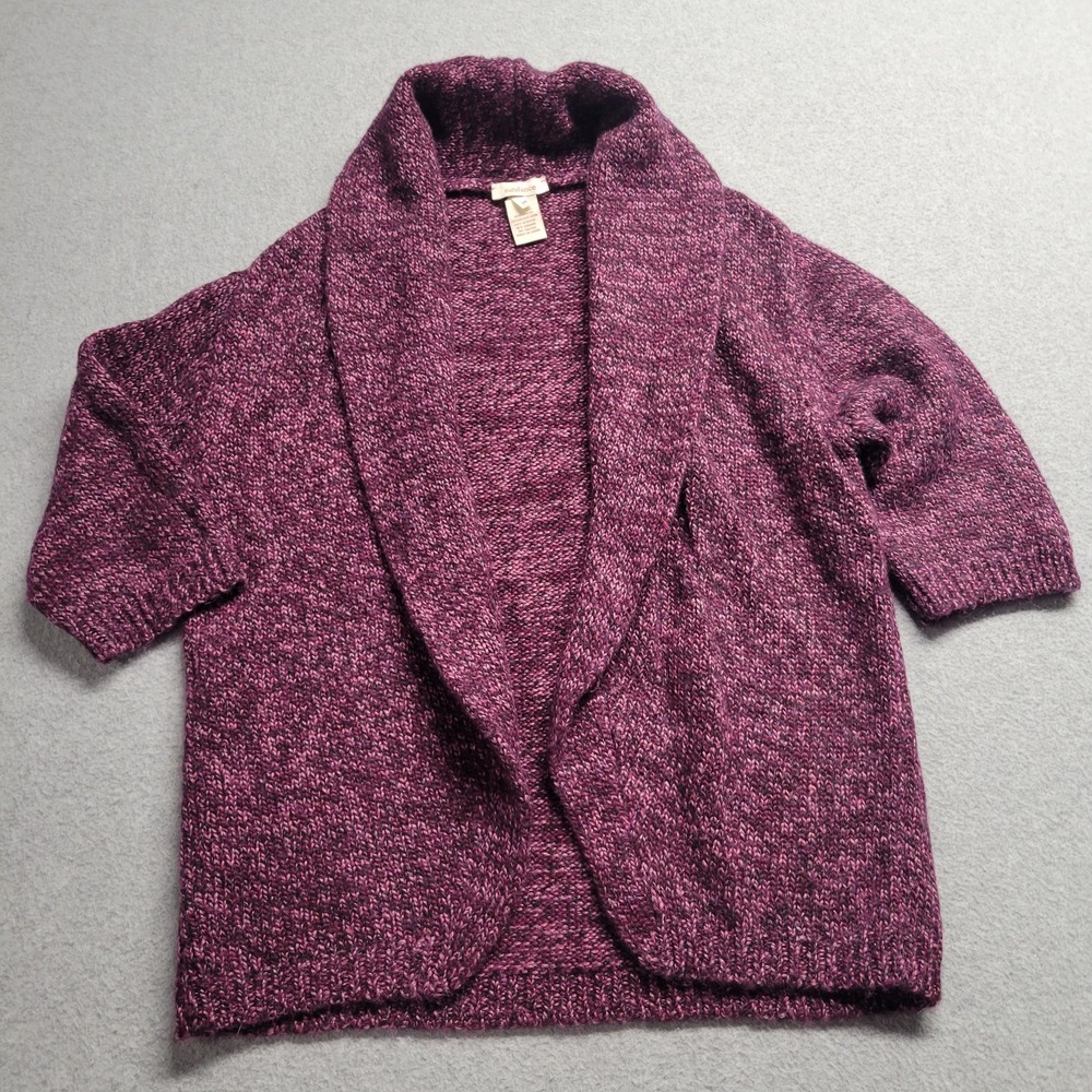 Sundance‎ Purple Pink Merino Wool Mohair Blend Short Sleeve Open Cardigan Size M